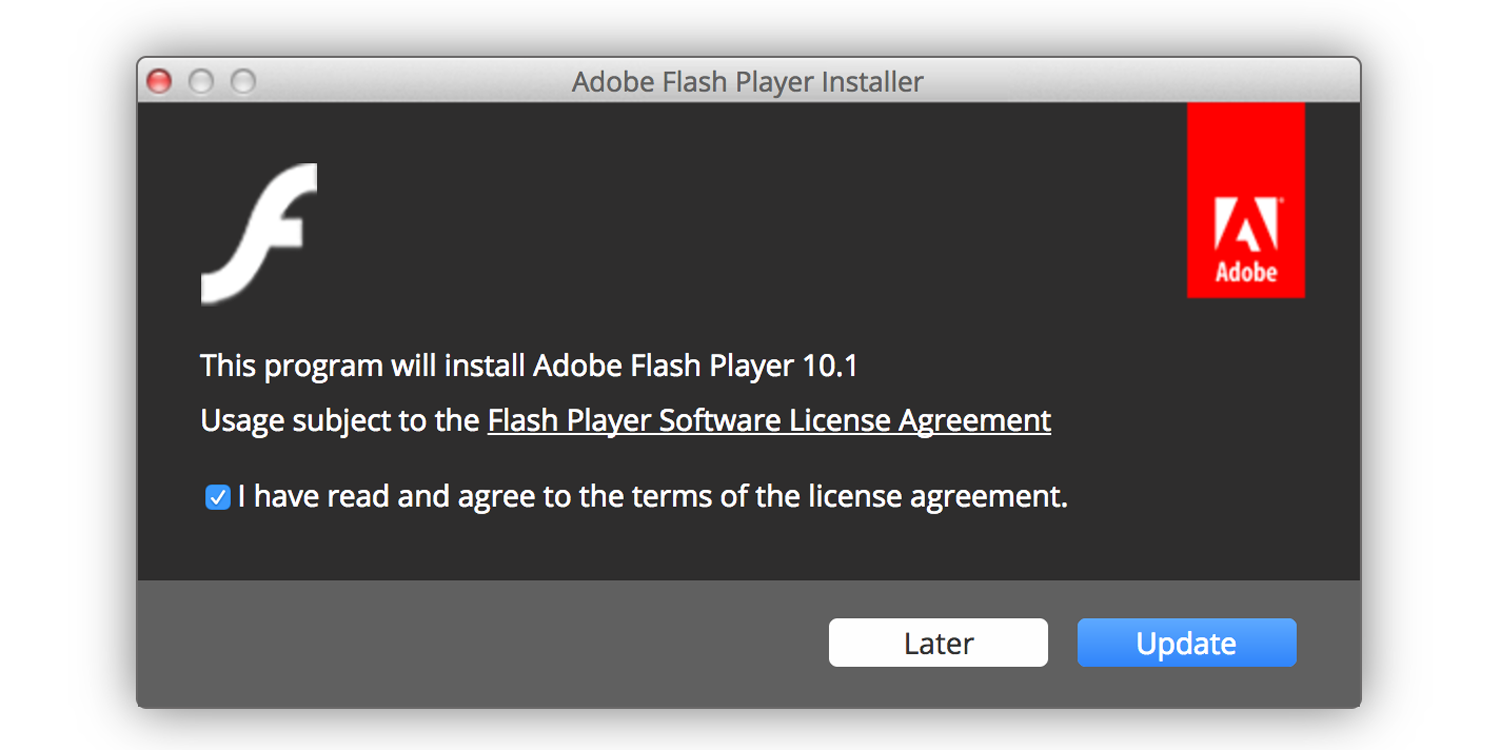 flash player update for mac is showing virus